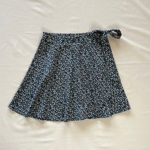 Wrap Style Black Floral Skirt